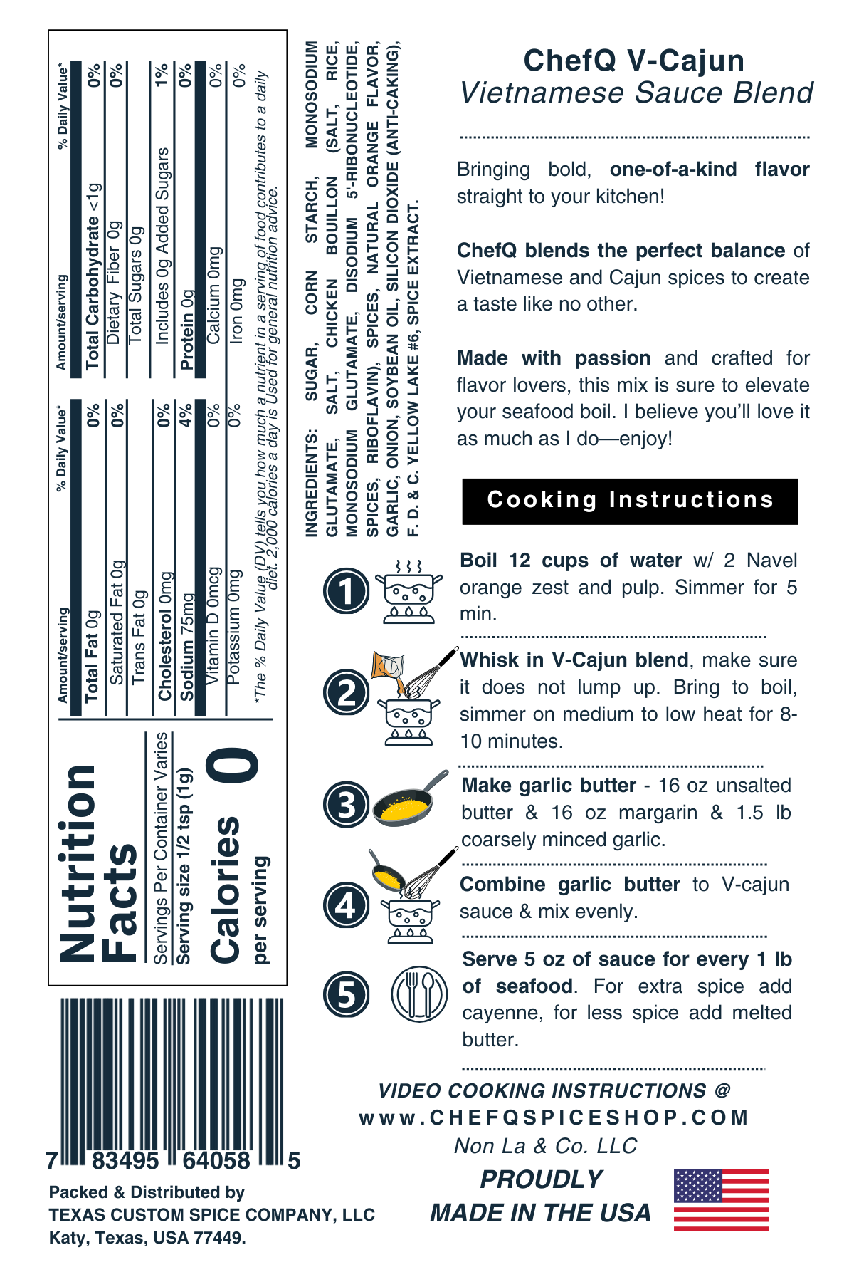V-Cajun Seasoning Sauce Blend